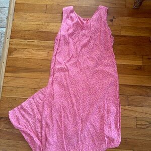 Vintage L.L. Bean Pink Floral Maxi Dress with Slit